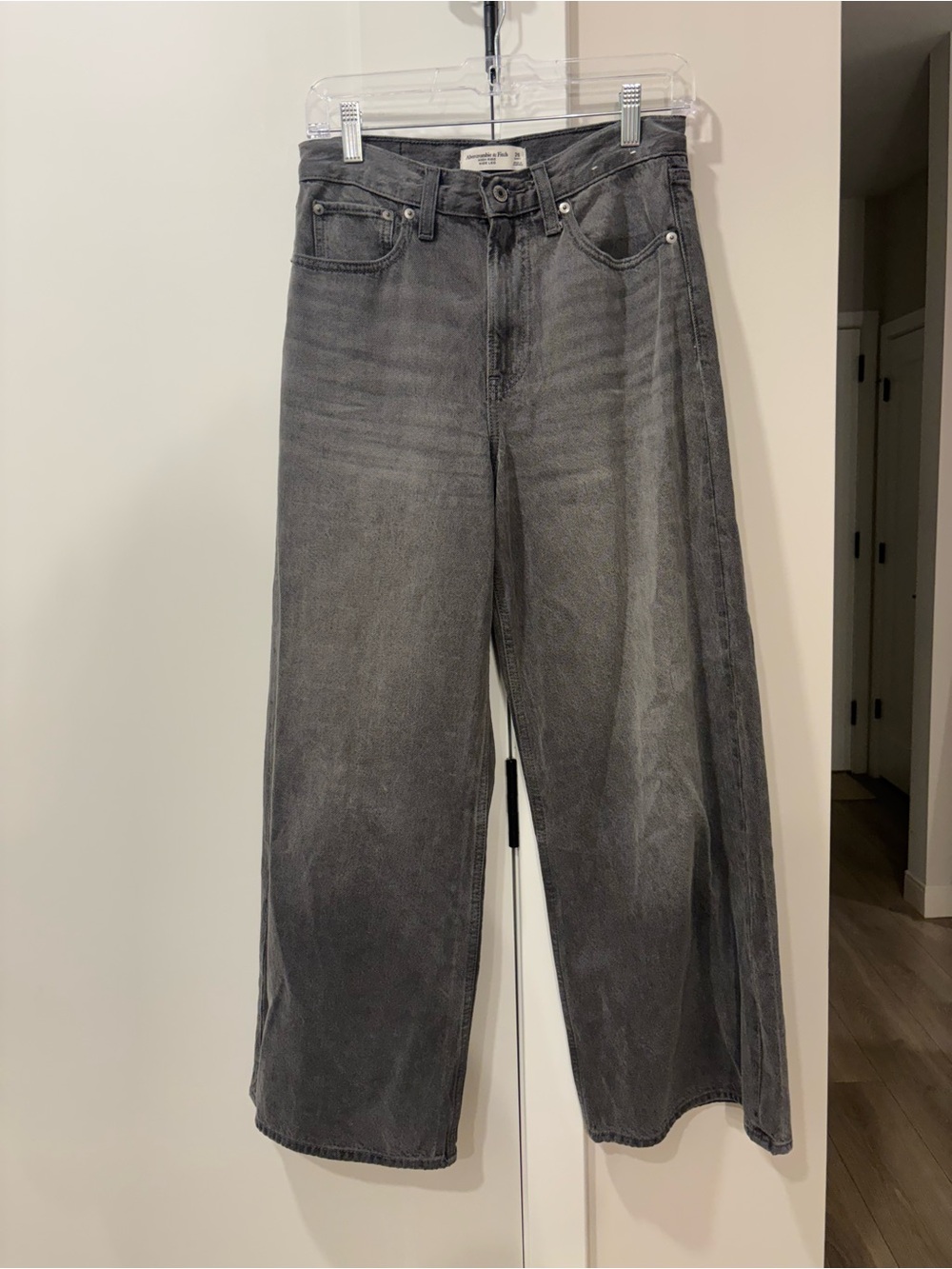 Abercrombie & Fitch Washed Gray Relaxed Wide-Leg Jeans